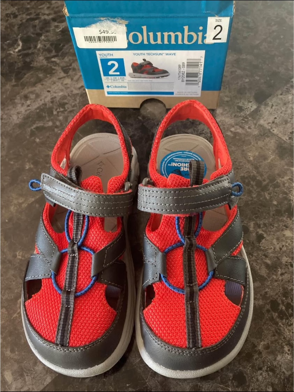 Columbia Kids Red and Gray Sport Sandals
